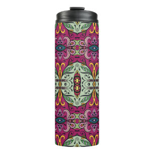Geometrisches florales Stammes- Ethnomuster-Doodle Thermosbecher