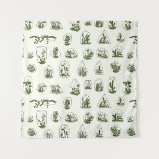 Geometrisches Florarium mit sukkulentem Muster. Wandteppich