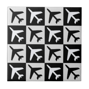 Geometrisches Flugzeug für Schwarz-weiße Luftfahrz Fliese