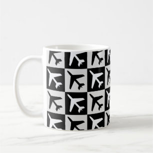 Geometrisches Flugzeug für Schwarz-weiße Luftfahrz Kaffeetasse