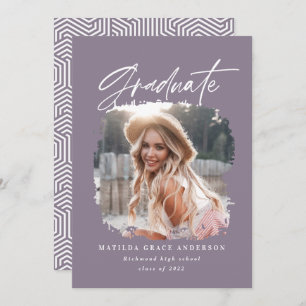 Geometrisches Foto mädchenhaft lila Skript-Abschlu Ankündigung