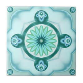 Geometrisches Fraktal im Aquamarinen Türkisbad Fliese