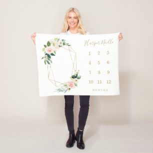Geometrisches Frühjahr Florals Baby Milestone Bla Fleecedecke