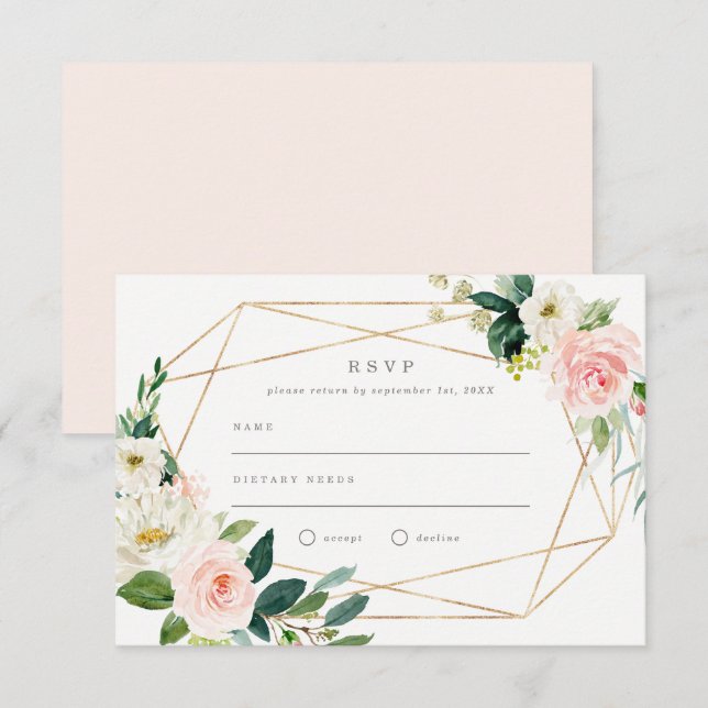 Geometrisches Frühjahrsromantik-Hochzeitprogramm Einladung (Vorne/Hinten)