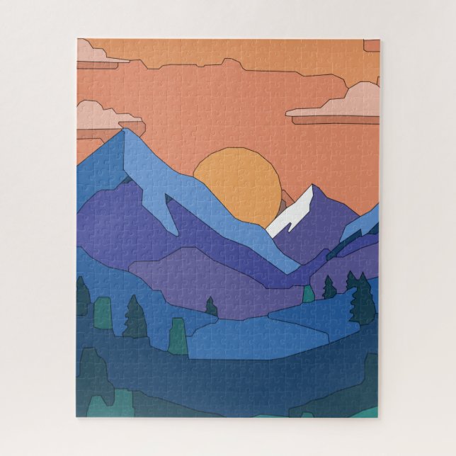Geometrisches GebirgsSunset (Vertikal)