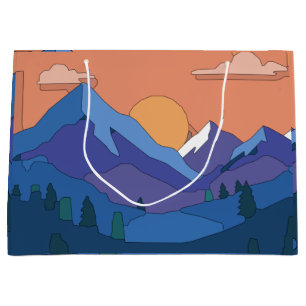 Geometrisches GebirgsSunset Große Geschenktüte