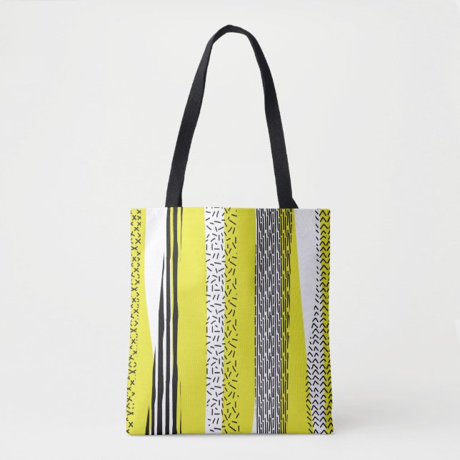 Geometrisches gelbes und schwarzes Mix Tasche (Vorderseite)