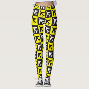 Geometrisches Gelbflugzeug Leggings