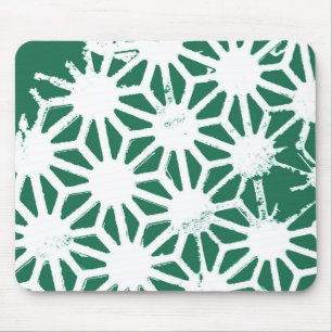 Geometrisches geometrisches Muster in grün und wei Mousepad