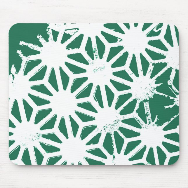 Geometrisches geometrisches Muster in grün und wei Mousepad (Vorne)