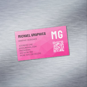 Geometrisches geometrisches Muster QR mit Hot-Rosa Magnetische Visitenkarte