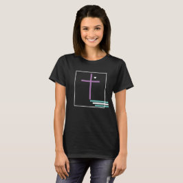Geometrisches Glaubenskreuz Christliches Lila Aqua T-Shirt