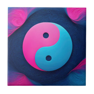 Geometrisches Gleichgewicht: Neon Yin Yang Muster Fliese