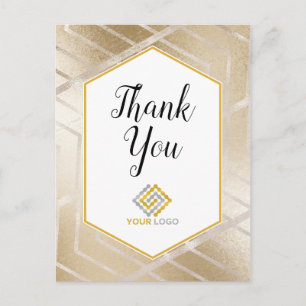 Geometrisches Gold-Chevron-Dankeschön-Logo Geschäf Postkarte