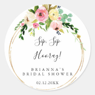Geometrisches Gold Fall Sip Hooray Brautparty Runder Aufkleber