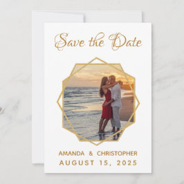 Geometrisches Gold Frame Foto Kalligrafische Hochz Save The Date
