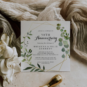 Geometrisches Gold-Tropen-50. Hochzeitstag Einladung