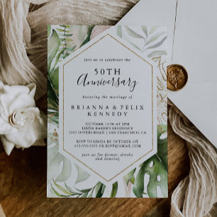 Geometrisches Gold Tropical 50. Hochzeitstag Einladung