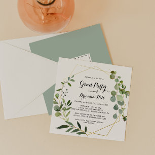Geometrisches Gold Tropical Calligraphy Grad Party Einladung