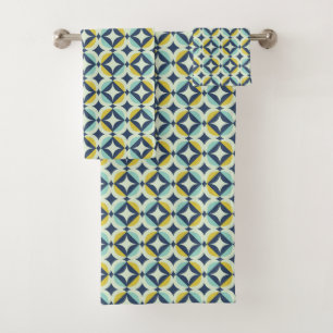 Geometrisches Gold u. blaues Muster Badhandtuch Set