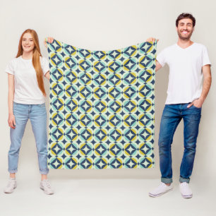 Geometrisches Gold u. blaues Muster Fleecedecke