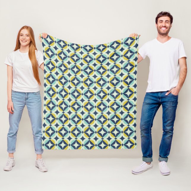 Geometrisches Gold u. blaues Muster Fleecedecke (Beispiel)