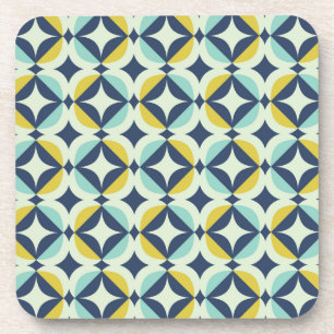 Geometrisches Gold u. blaues Muster Getränkeuntersetzer