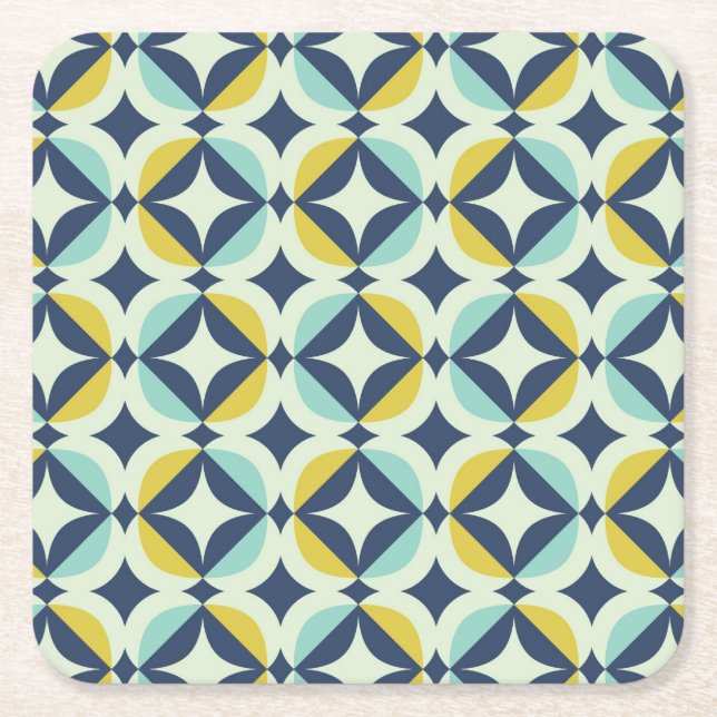 Geometrisches Gold u. blaues Muster Rechteckiger Pappuntersetzer (Vorderseite)