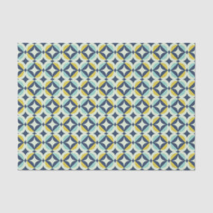 Geometrisches Gold u. blaues Muster Seidenpapier
