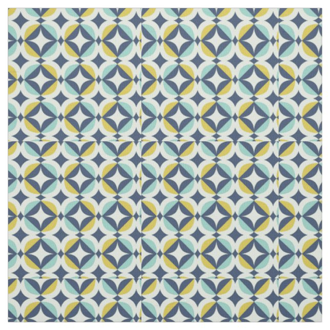 Geometrisches Gold u. blaues Muster Stoff (Muster)