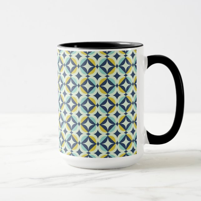 Geometrisches Gold u. blaues Muster Tasse (Rechts)