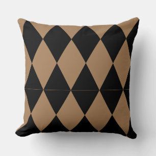Geometrisches Gold und Black Diamond Harlequin Mod Kissen