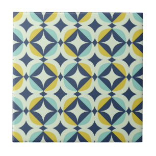 Geometrisches Gold- und Blau-Muster Fliese