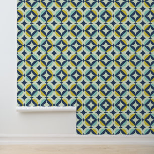 Geometrisches Gold- und Blau-Muster Tapete
