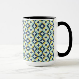 Geometrisches Gold- und Blau-Muster Tasse