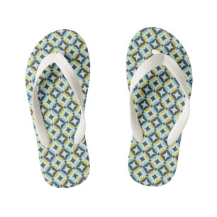 Geometrisches Gold- und Blaumuster Kinderbadesandalen