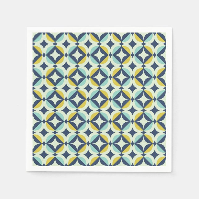Geometrisches Gold- und Blaumuster Serviette (Vorderseite)