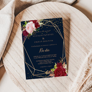 Geometrisches Gold und tropische Hochzeiten Einladung