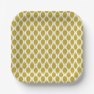 Geometrisches Gold und Weißweinglas Pappteller