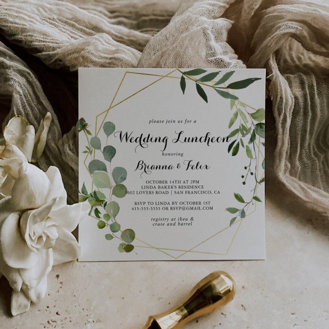 Geometrisches Gold Wedding Luncheon Brautparty Einladung (Von Creator hochgeladen)