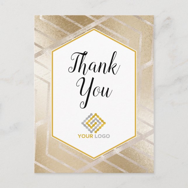 Geometrisches Gold Zickzack Dankeschön Logo Postkarte (Vorderseite)