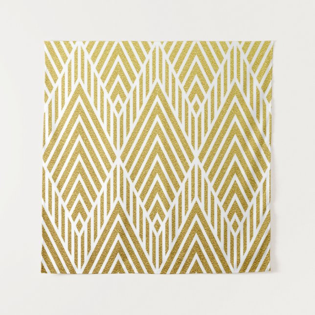 Geometrisches goldglänzendes, nahtloses Muster Wandteppich (Vorderseite)