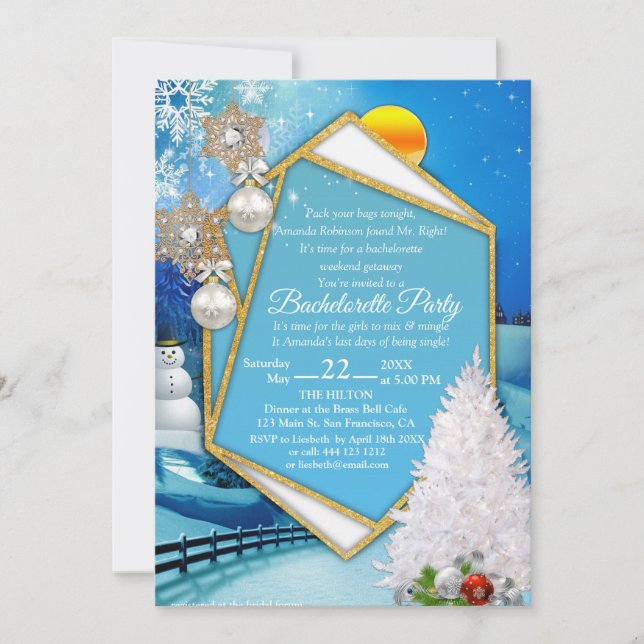 Geometrisches Goldrahmen-Bachelorette Einladung (Vorderseite)