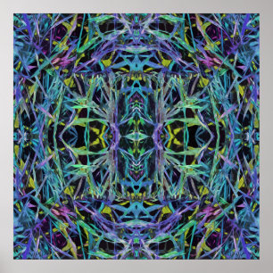 Geometrisches Grasmuster in Blau Poster