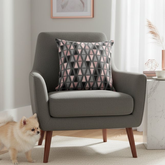 Geometrisches Grau-, Blush- und Korallenkissen Kissen (Modern and chic geometric decorative pillow for your home.)