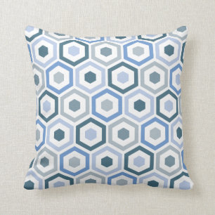 Geometrisches graues Blau des Kissen