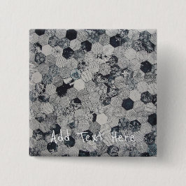 Geometrisches, graues, weißes und schwarzes Hexago Button