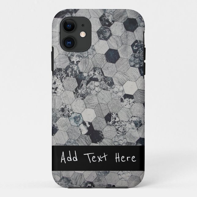 Geometrisches, graues, weißes und schwarzes Hexago Case-Mate iPhone Hülle (Rückseite)