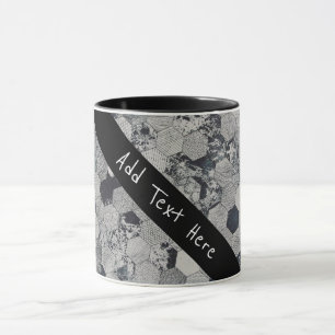 Geometrisches, graues, weißes und schwarzes Hexago Tasse