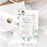 Geometrisches Greenery Brunch und Bubbly Brautpart Einladung<br><div class="desc">Dieses moderne Brunch and Bubbly Shower Invitation besticht durch einen undurchsichtigen goldfarbenen Rahmen mit eukalyptus foliage und wurde mit einem kalligraphischen Schriftart und einem klassischen Serif-Schriftart gepaart, der nach Bedarf gewechselt werden kann. Um erweiterte Änderungen vorzunehmen, wählen Sie bitte unter Personalisieren dieser Vorlage die Option "Klicken Sie auf, um weitere...</div>